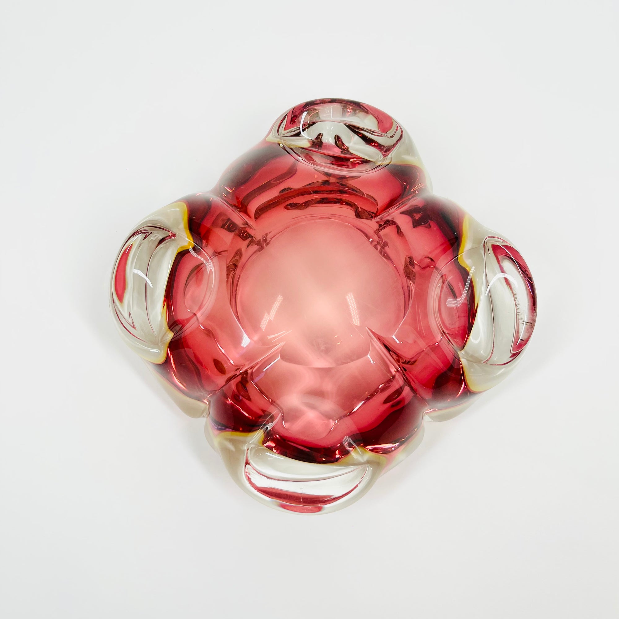 1950s MURANO PINK YELLOW SOMMERSO BOWL/ASHTRAY