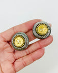1950s CINER GOLD PLATED ROMAN COIN CLIP ON EARRINGS