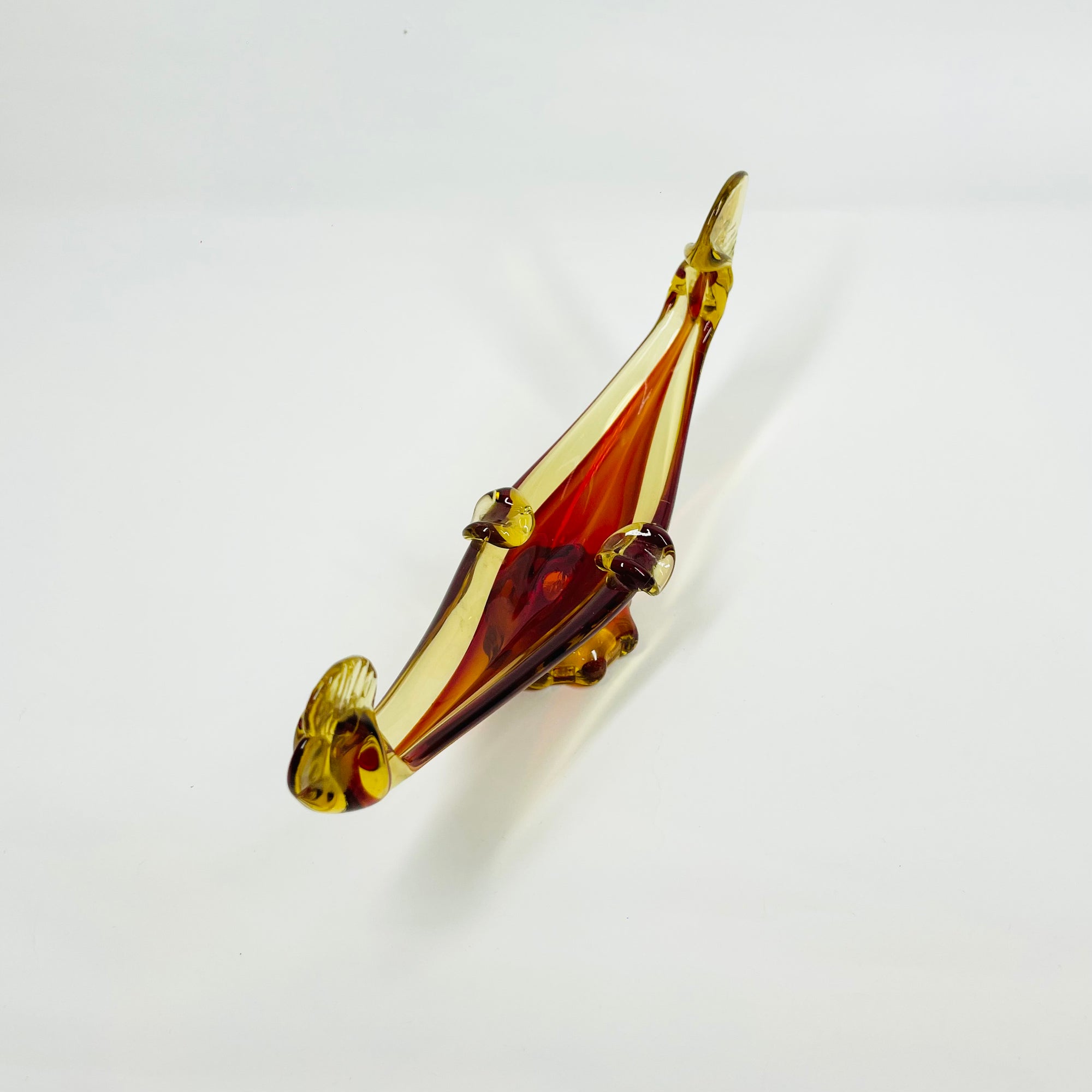 1950s MURANO RED AMBER GLASS GONDOLA/ASHTRAY