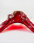 LARGE 1940s URANIUM MURANO RED SOMMERSO GLASS BOWL