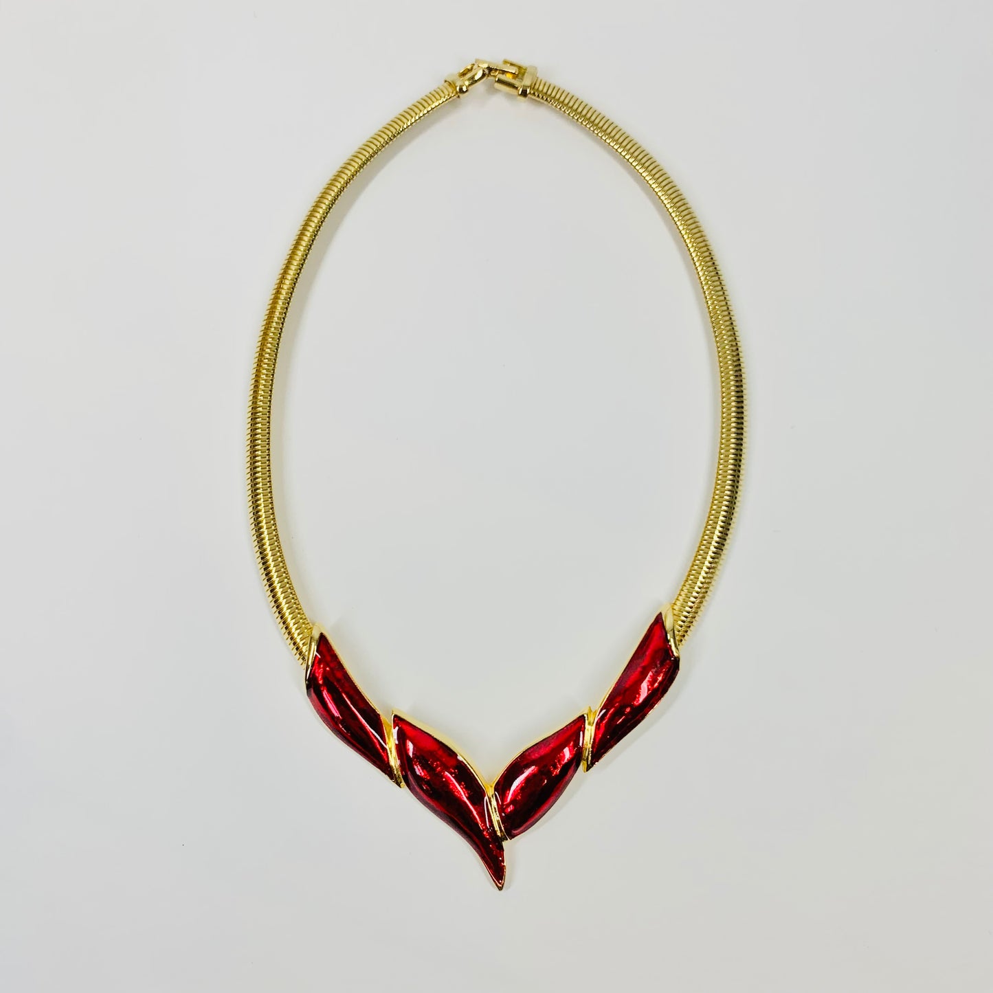 80s BARCS RED ENAMEL NECKLACE SUITE