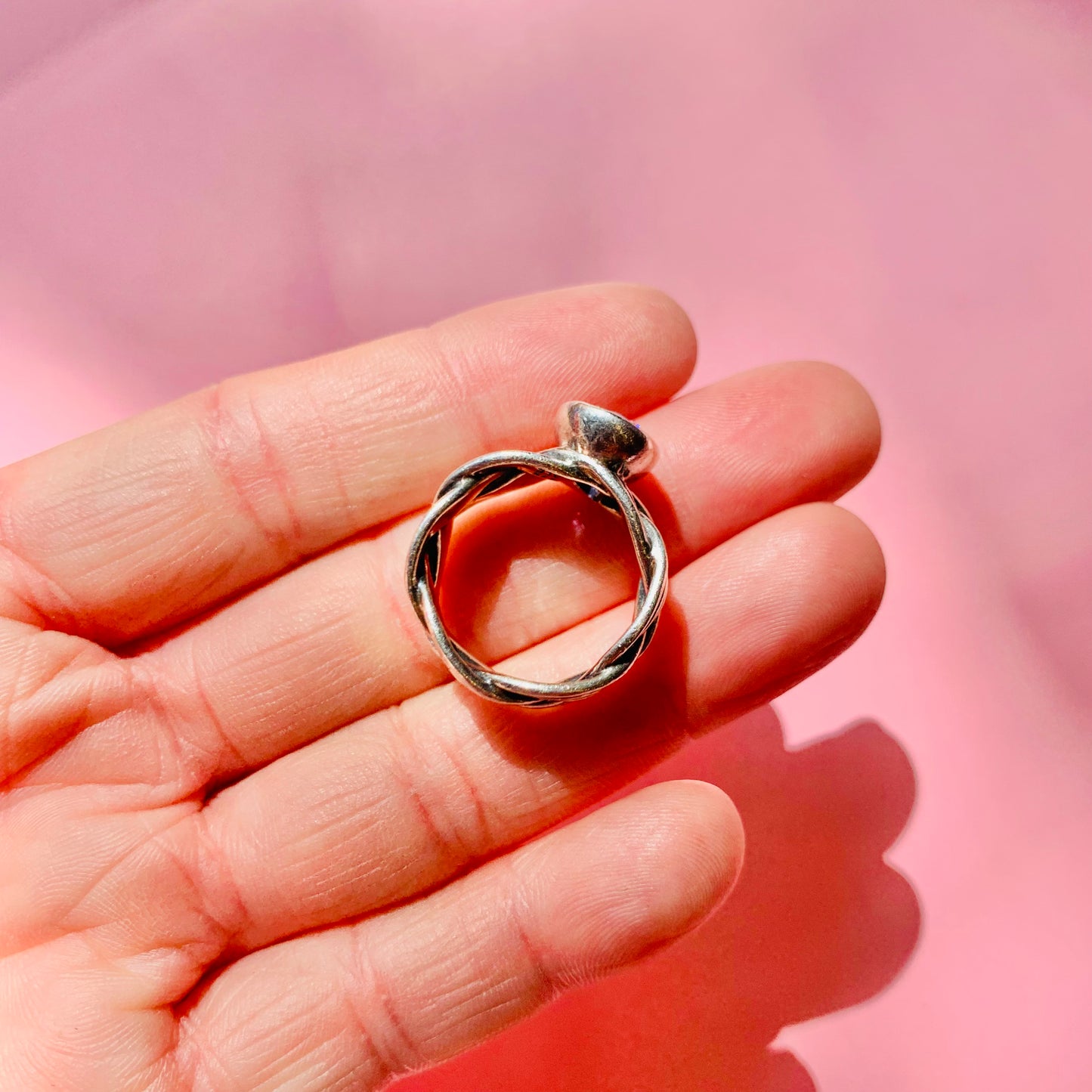 SILVER AMETHYST KNOT RING