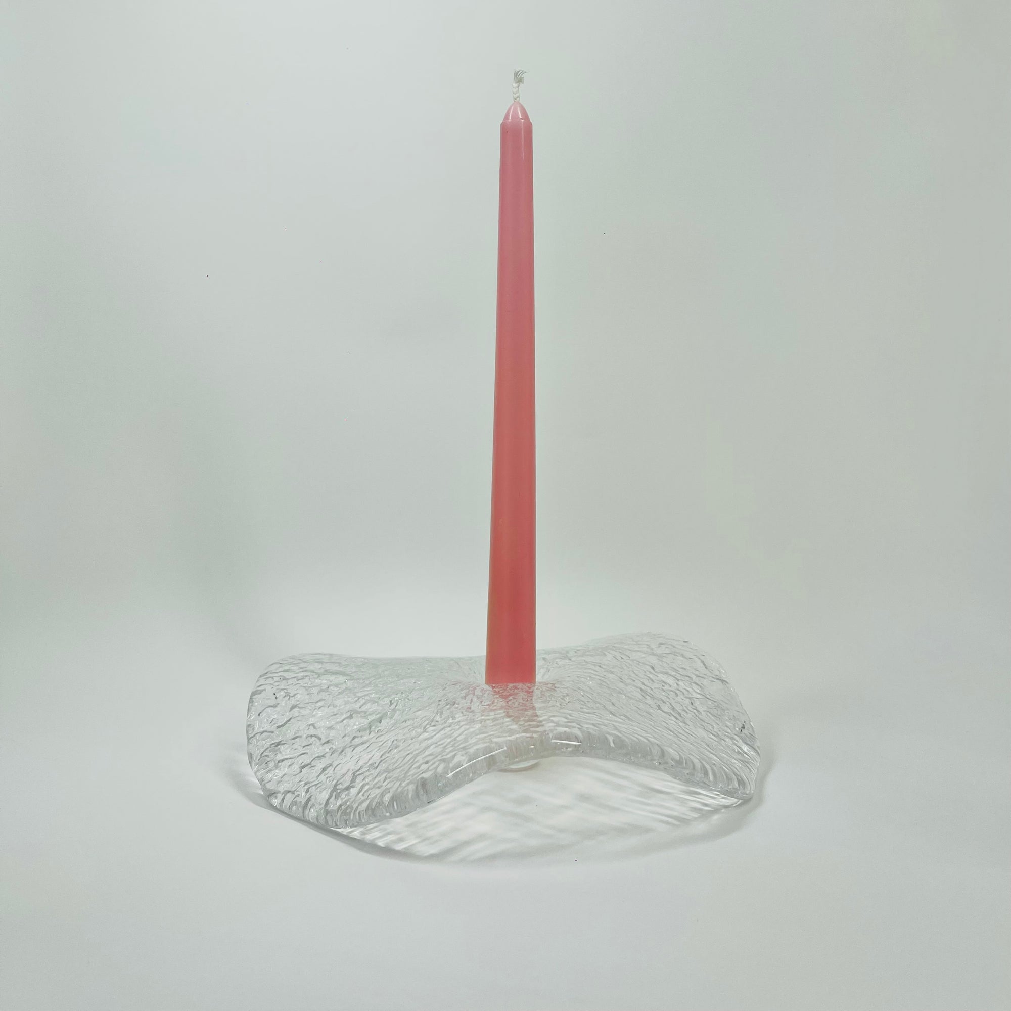 1960s PUKEBERG ICE GLASS CANDLE HOLDER