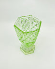 ANTIQUE ART DECO PRESSED GREEN DEPRESSION GLASS VASE