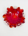 1960s CZECH RUBY RED GLASS ASHTRAY/BOWL WITH CONTROLLED BUBBLES