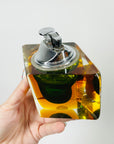 1940s GREEN GOLD AMBER MURANO MANDRUZZATO SOMMERSO FACETED GLASS LIGHTER BOX