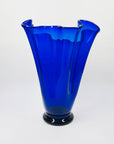 1960s MURANO COBALT BLUE FAZZOLETTO HANDKERCHIEF GLASS VASE