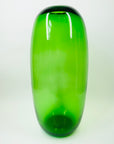 LARGE 1960s SWEDISH ORREFORS HAND MADE GREEN GLASS OBLONG VASE