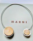 VINTAGE MARNI STAINLESS STEEL LEATHER RESIN CHOKER