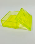 URANIUM GLASS NUDE MOTIF LIDDED BOX
