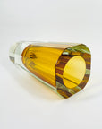 XL 1960s GOLD AMBER MURANO SOMMERSO FACETED GLASS BLOCK VASE