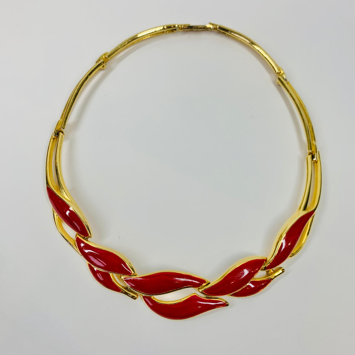 70s BARCS RED ENAMEL NECKLACE SUITE