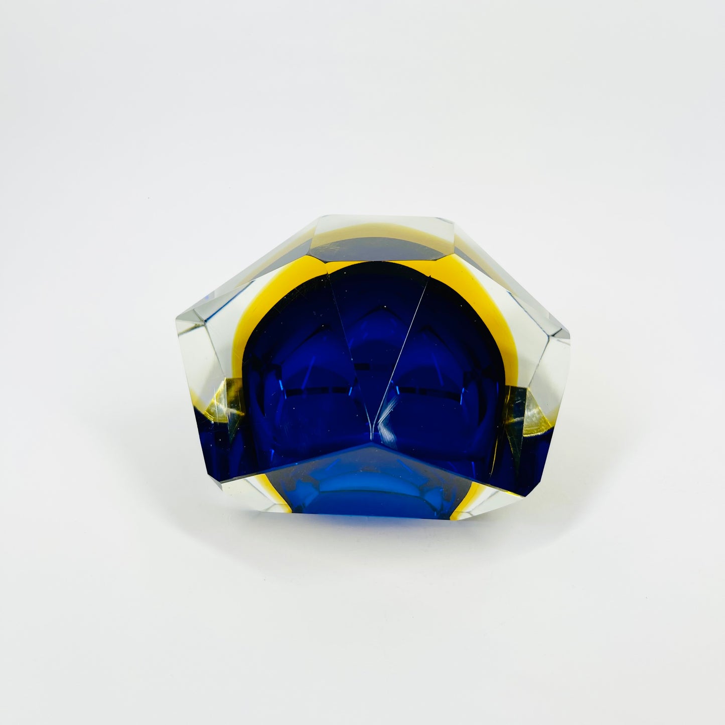 1950s FACETED MURANO COBALT BLUE GOLD GEODE BOWL