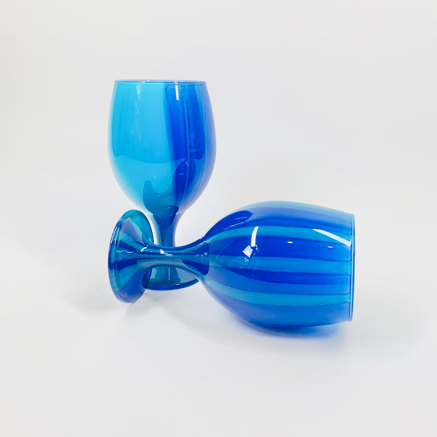 HAND PAINTED BLUE WINE GLASSES