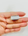 1960s DANISH BRUTALIST SILVER MOTHER OF PEARL BAR RING