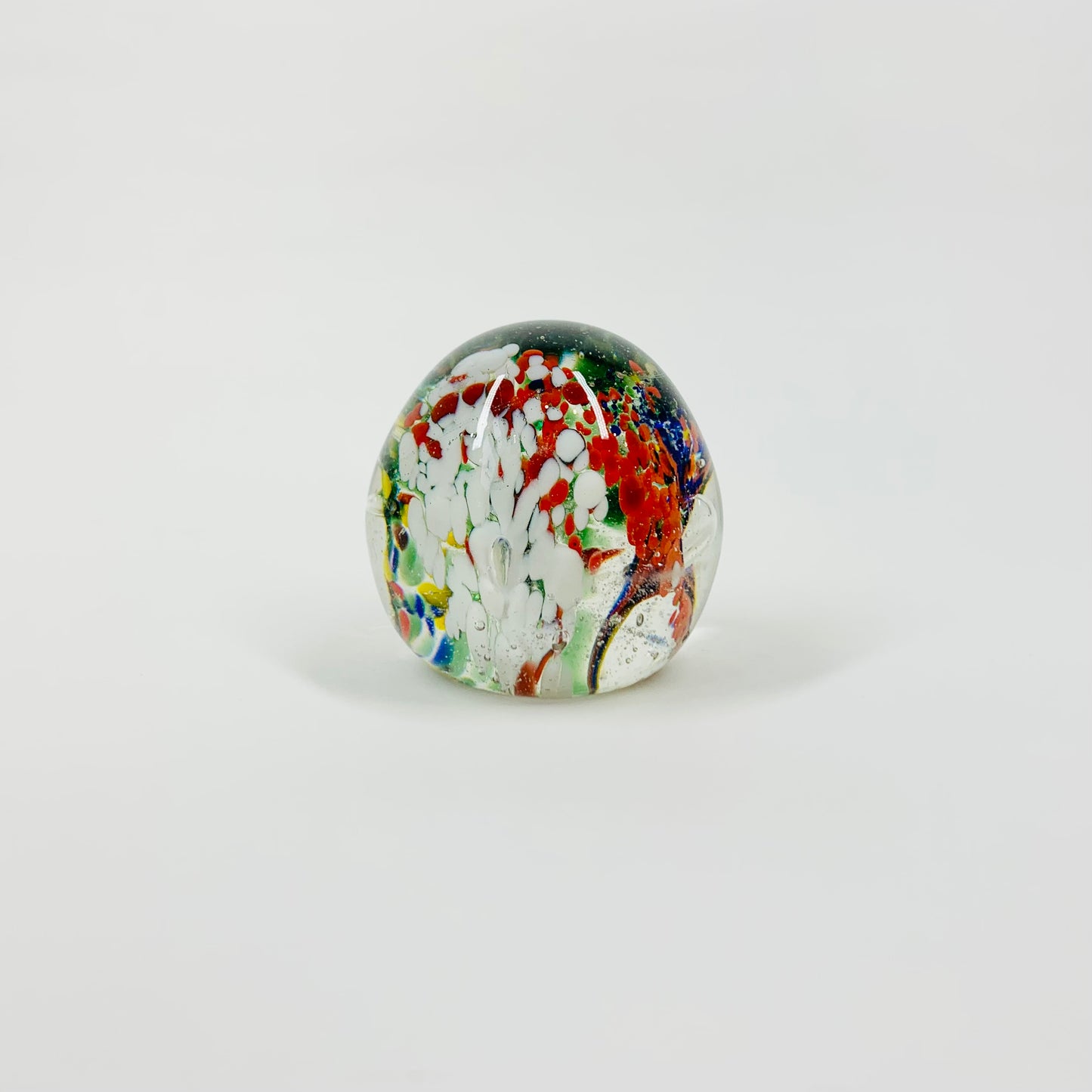 MCM MULTI SPATTER ART GLASS PAPERWEIGHT