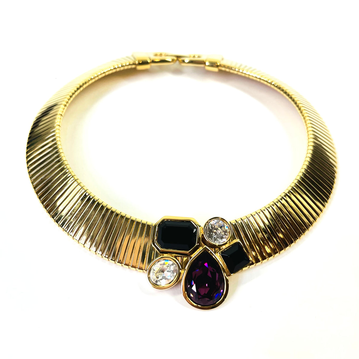 1980s GIVENCY TUBOGAS LINKS DIAMANTÉ PENDANT NECKLACE