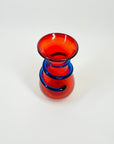 1950s RED MURANO POSY VASE WITH BLUE WIRING