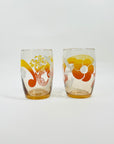 1970s JAPANESE LAMINATED ORANGE SAKURA GLASS TUMBLERS
