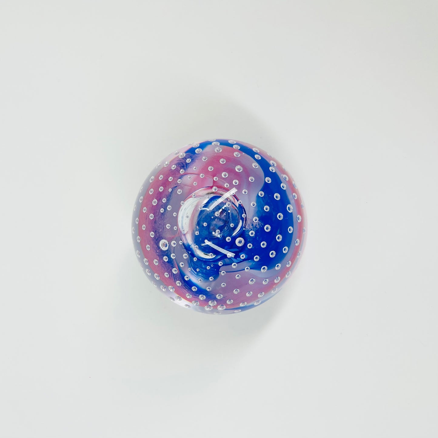 1980s PINK BLUE ART GLASS CAITHNESS PAPERWEIGHT