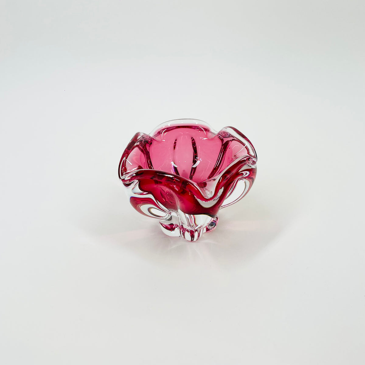 ANTIQUE MURANO PINK SOMMERSO GLASS MINIATURE BOWL/ASHTRAY