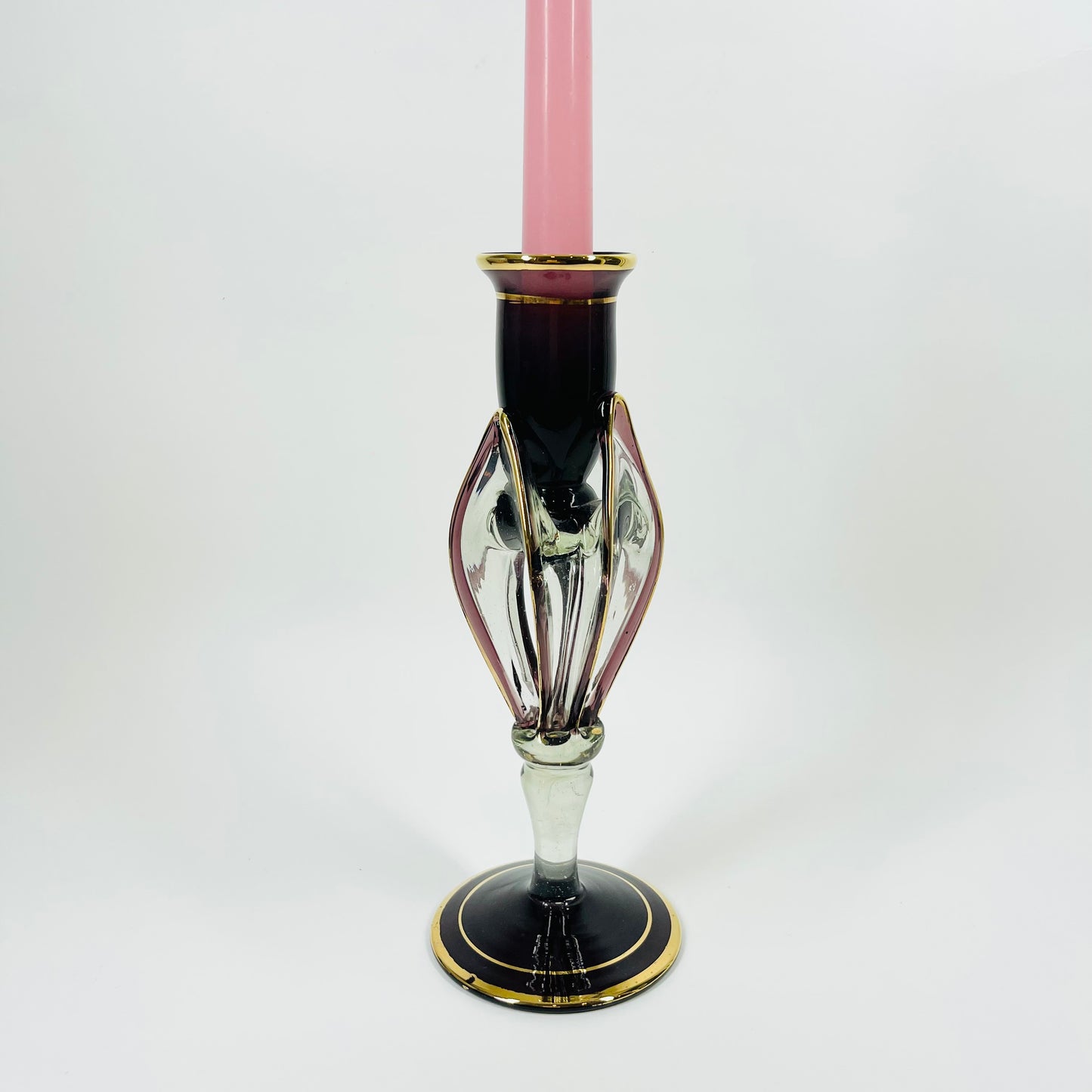 1950s MURANO AMETHYST GLASS CANDLE HOLDER