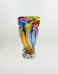1970s JAPANESE KAMEI HARLEQUIN SOMMERSO GLASS TWIST VASE