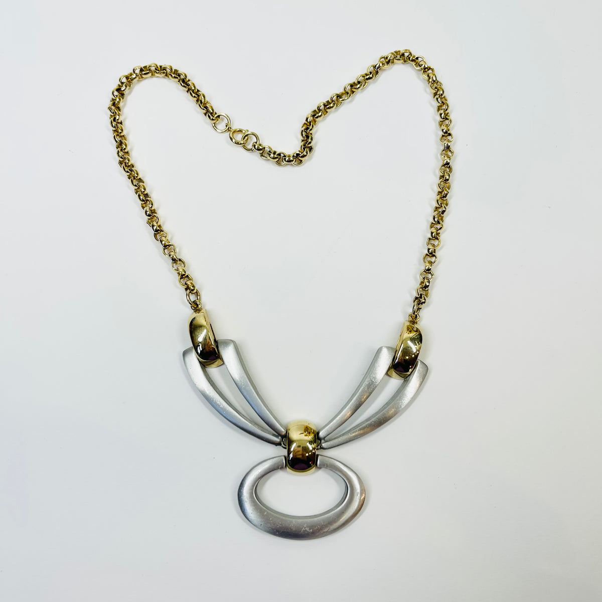 1960s BRUTALIST NECKLACE WITH STAINLESS STEEL BOW PENDANT