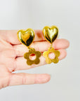 1970s GOLD PLATED FLOWER POWER CLIP ON EARRINGS