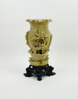 ANTIQUE HAND CARVED CHINESE RELIEF SCULPTURE ON A STAND