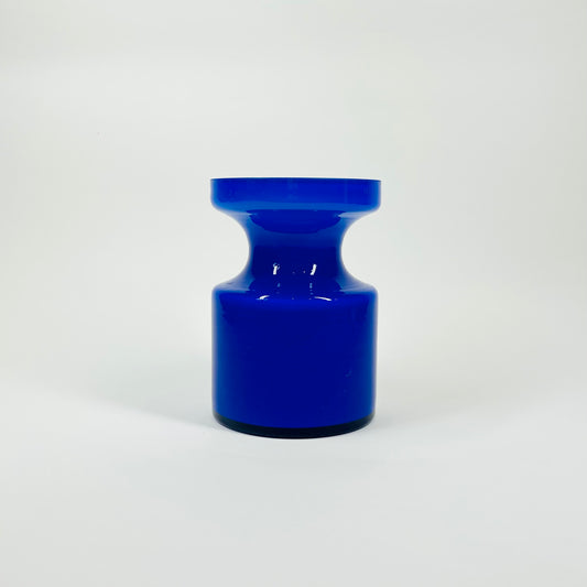 1960s SWEDISH ALSTERFORS CASED COBALT BLUE GLASS POSY VASE