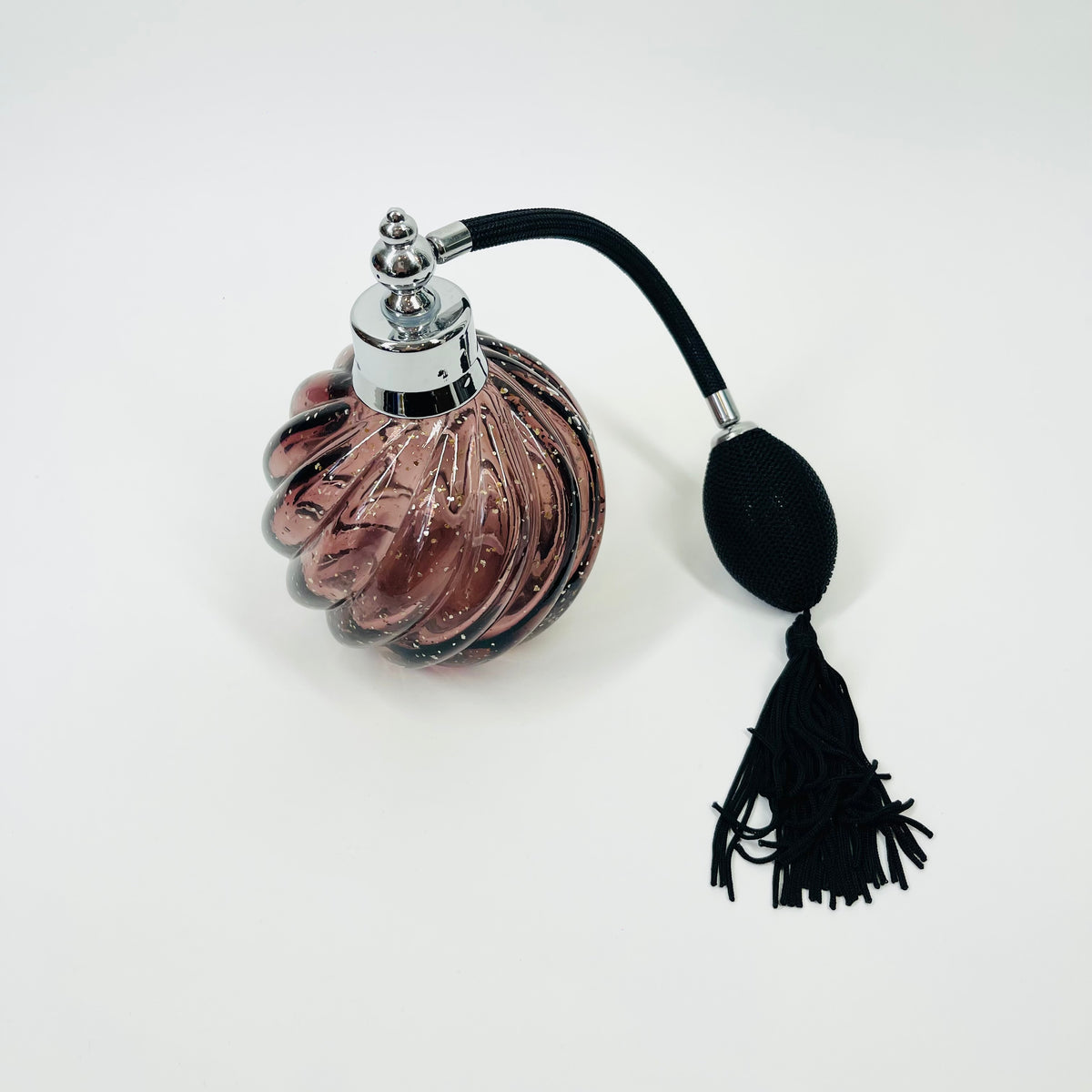 1980s PURPLE SILVER AVENTURRINE PERFUME BOTTLE/ATOMISER
