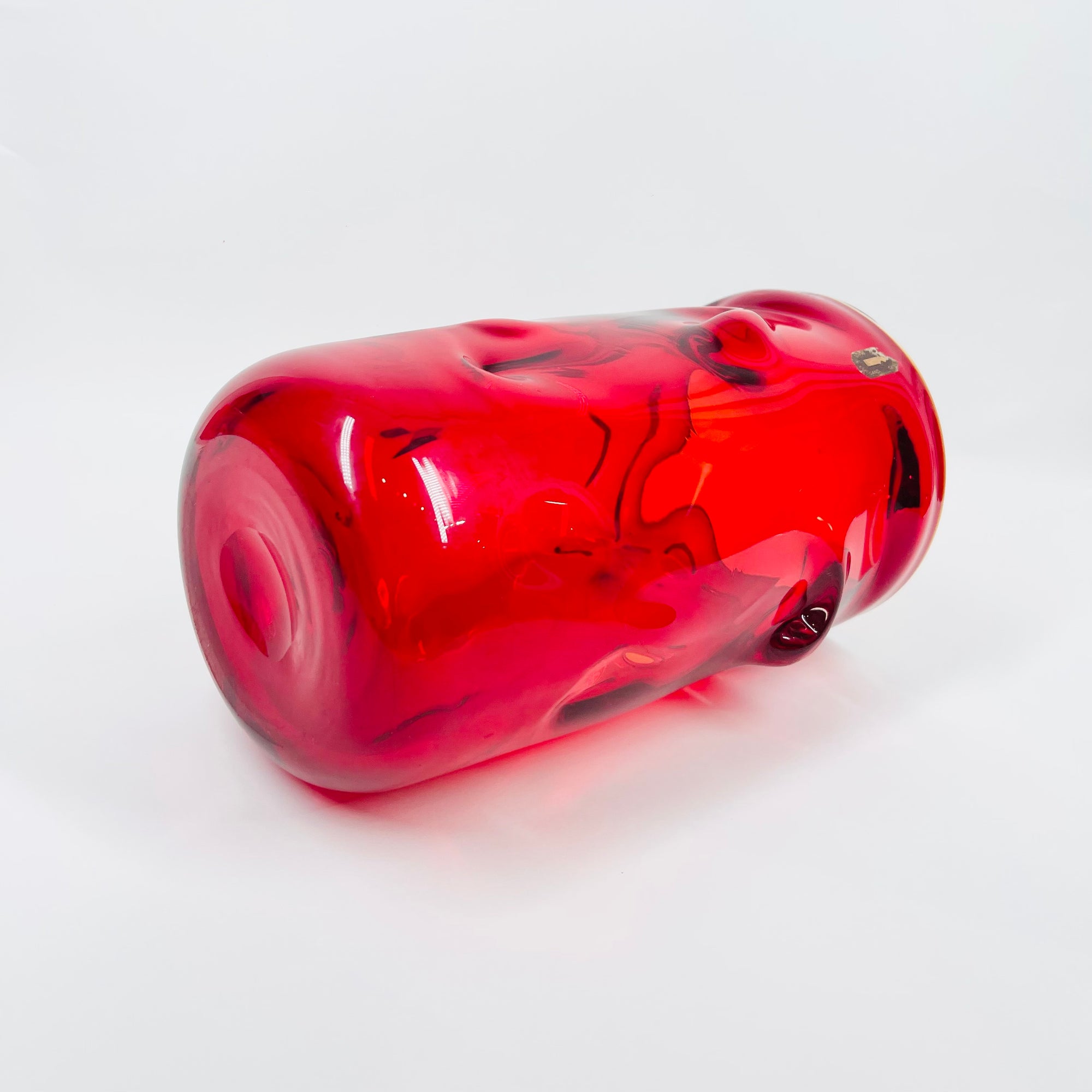 WHITEFRIARS RUBY RED GLASS BULBOUS VASE