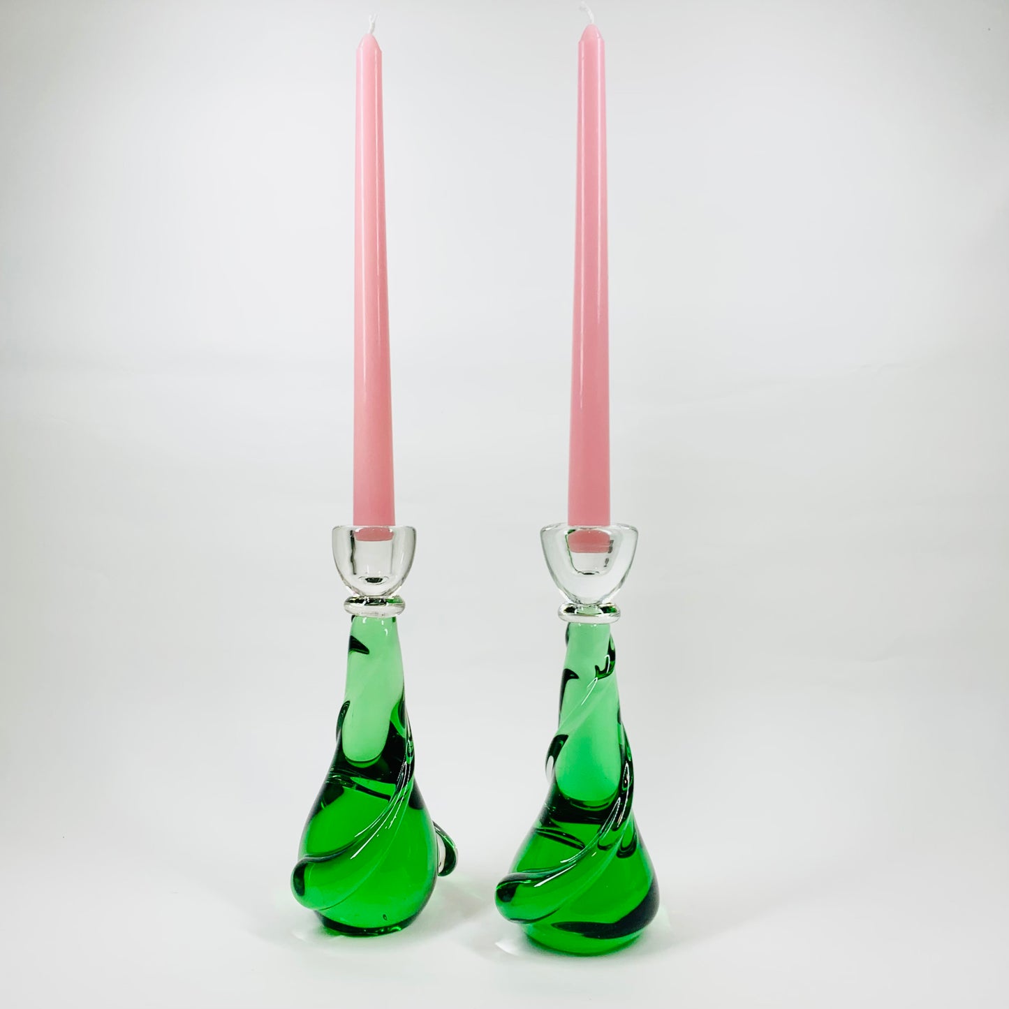 GREEN CANDLE HOLDERS