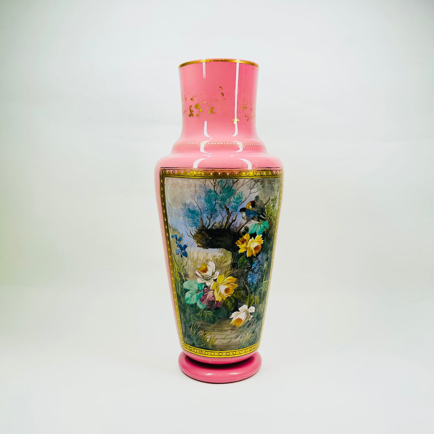 PINK OPALINE GLASS VASE