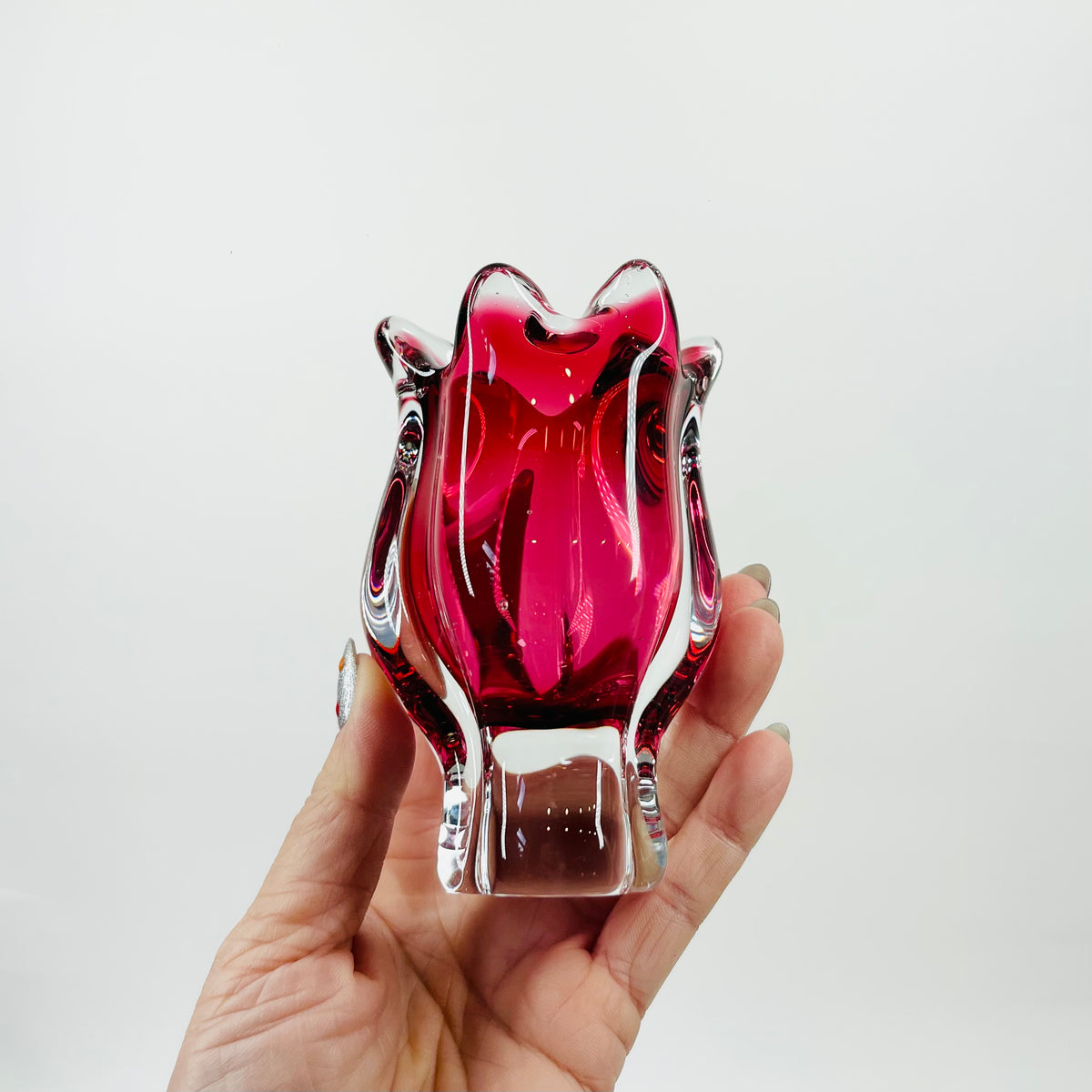 ANTIQUE MURANO PINK SOMMERSO GLASS MINIATURE VASE