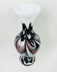 LARGE 1960s ITALIAN EMPOLI CASED WHITE GLASS VASE WITH BLACK AMETHYST SWIRLS