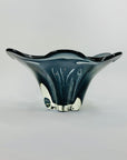 70s GREY FLOWER GLASS BOWL
