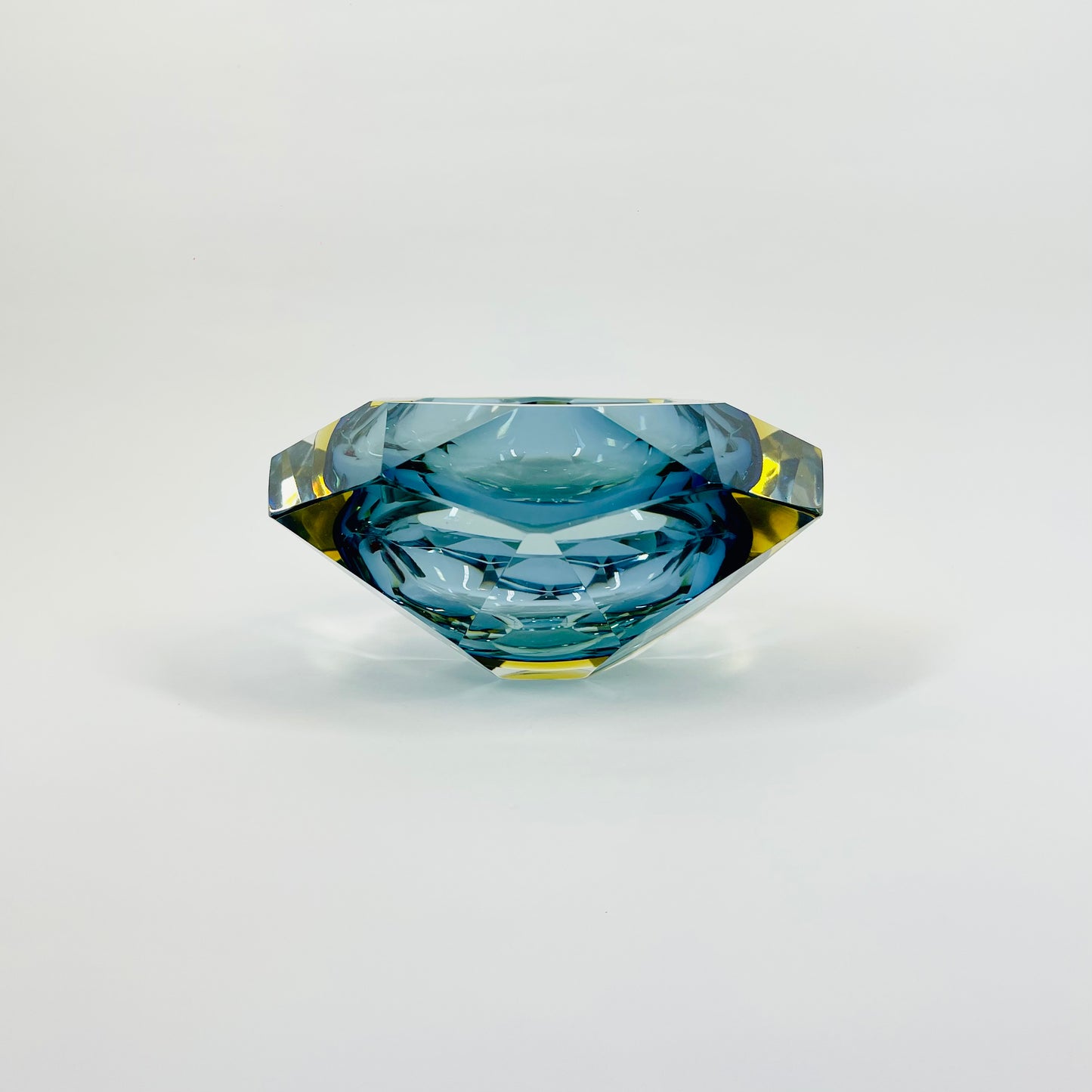 1950s FACETED MURANO TRI-COLOUR BLUE GEODE BOWL/ASHTRAY