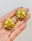 2003 CHANEL CC LOGO DIAMANTE HALO CLIP ON EARRINGS