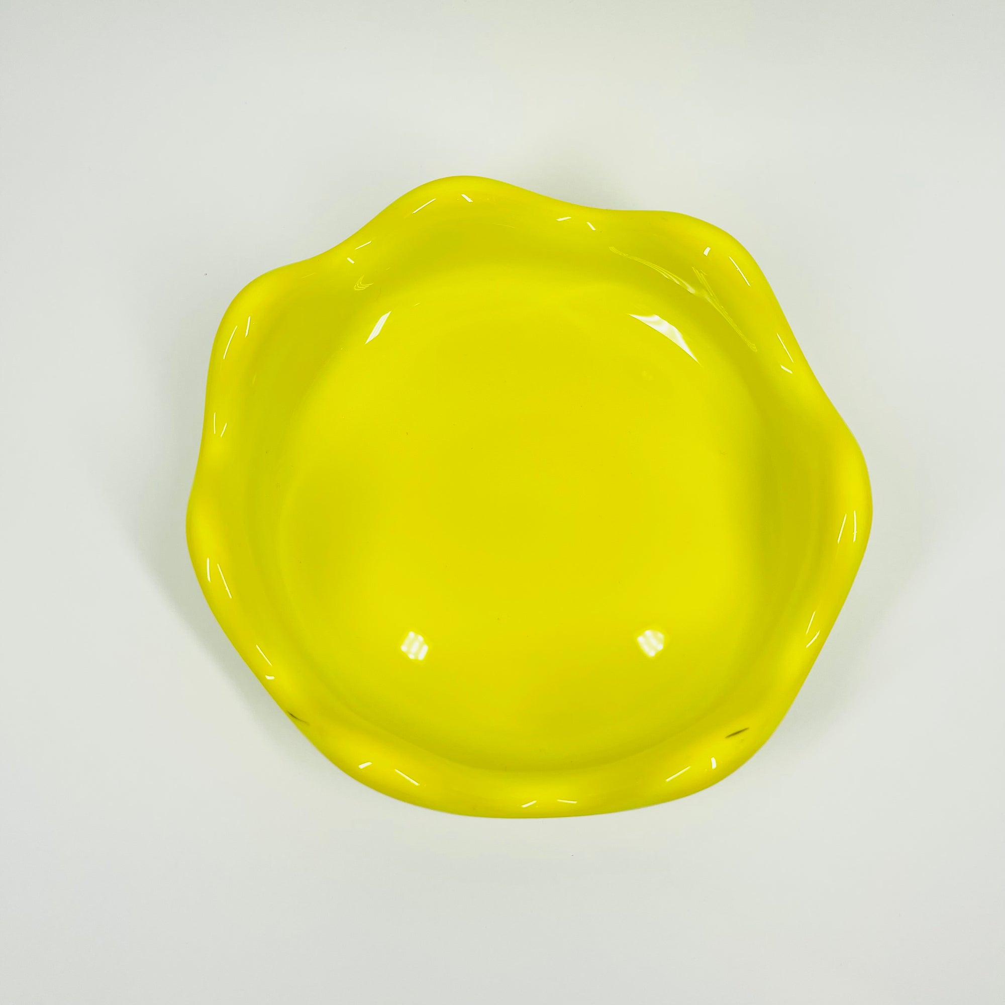 1960s SWEDISH YELLOW LEMON CASED GLASS BOWL BY INGEBORG LUNDIN FOR ORREFORS