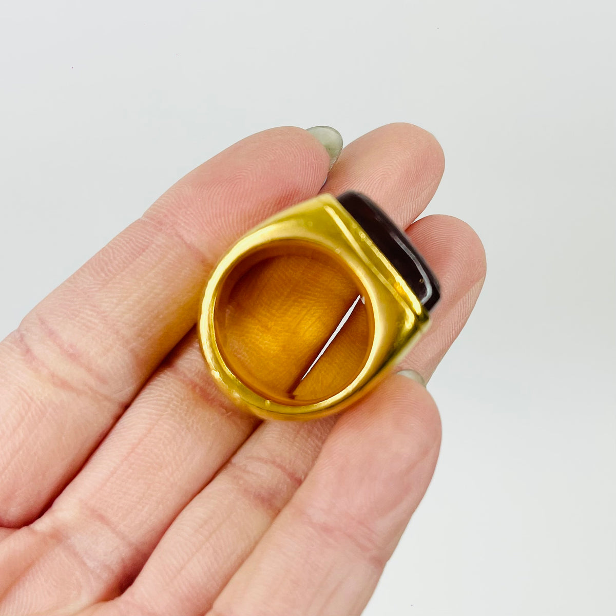 1980s CHANEL GRIPOIX AMBER SEAL RING