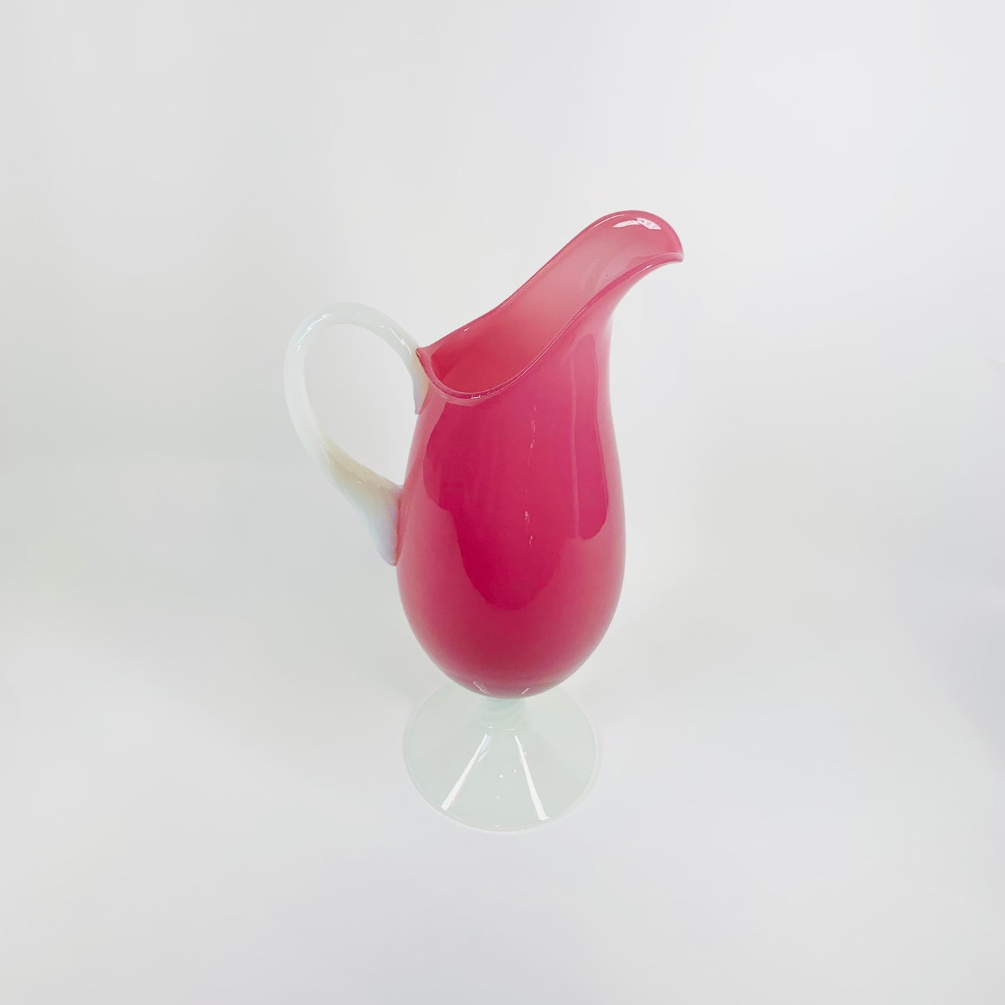 ANTIQUE FRENCH CRANBERRY/PINK OPALINE GLASS JUG