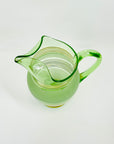 1950s GREEN GOLD GILDED GLASS JUG SET