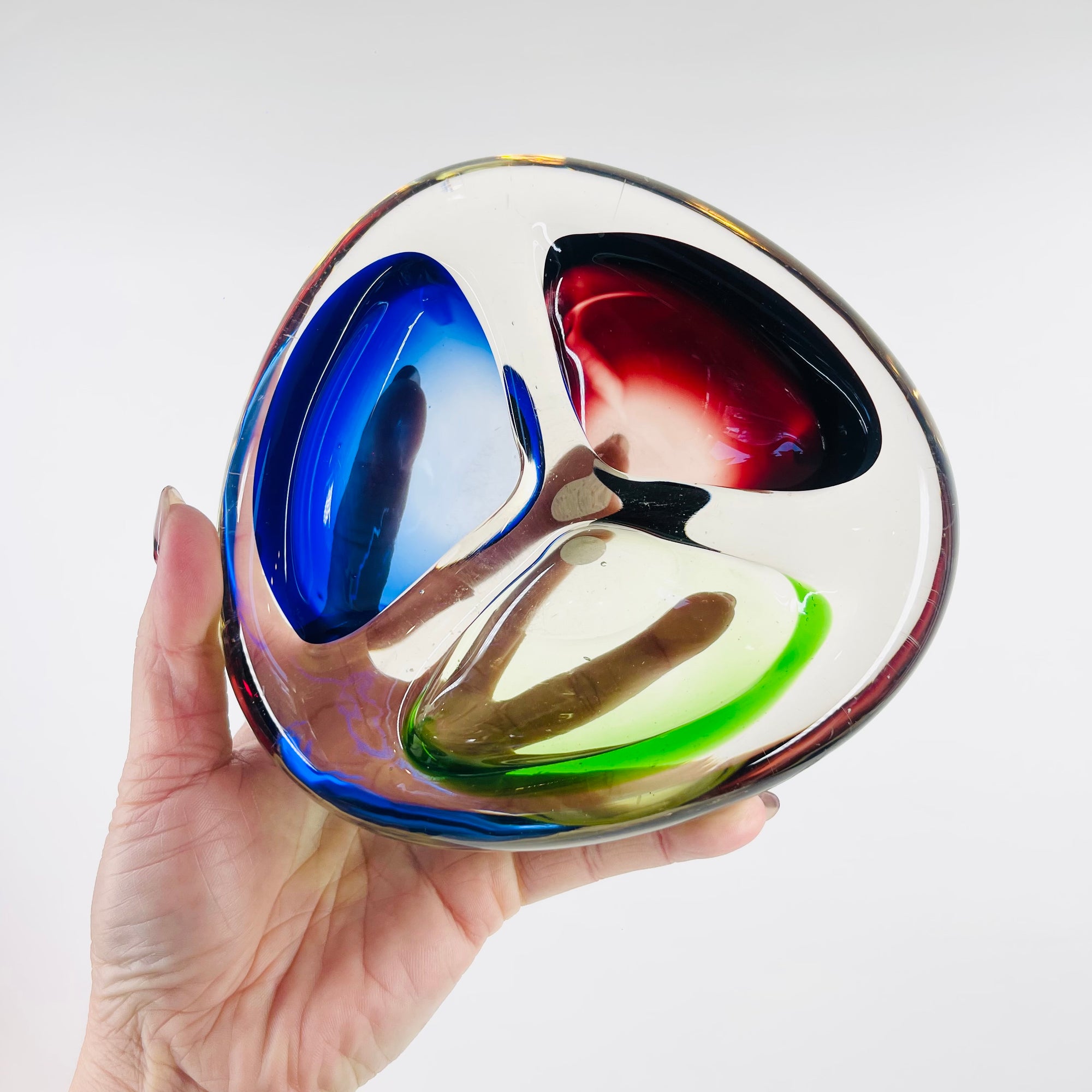 1950s MURANO RED GREEN BLUE BOWL/ASHTRAY