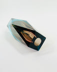 1960s BROWN YELLOW TURQUOISE MURANO SOMMERSO FACETED GLASS BLOCK VASE