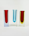 1950s RED YELLOW SMALL BLOCK MANDRUZZATO VASE