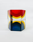 1950s RED RUBY GOLD MURANO MANDRUZZATO SOMMERSO FACETED GLASS HEXAGON BOWL