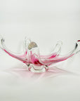 1950s LARGE CZECH SKRDLOVICE PINK SOMMERSO GLASS STARFRUIT BOWL