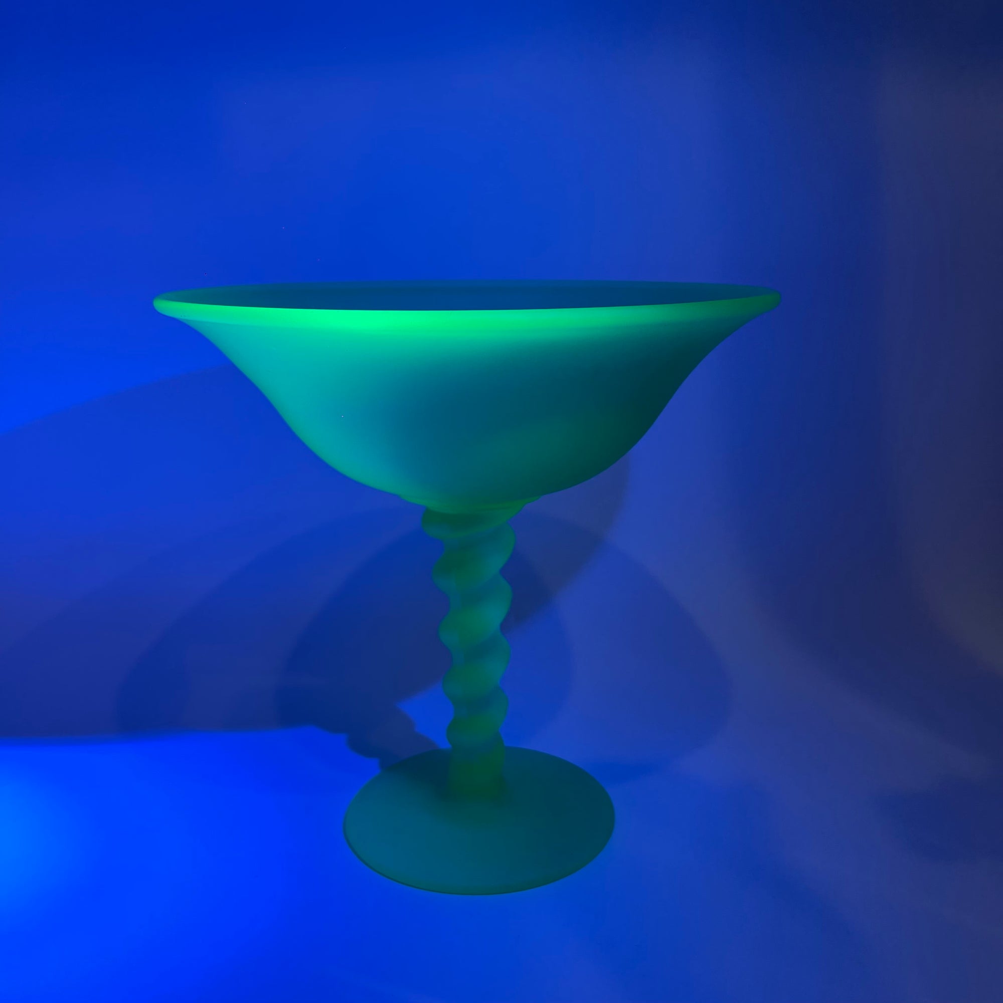ANTIQUE ART DECO WALTHER &amp; SOHNE SATIN URANIUM GLASS COMPORT